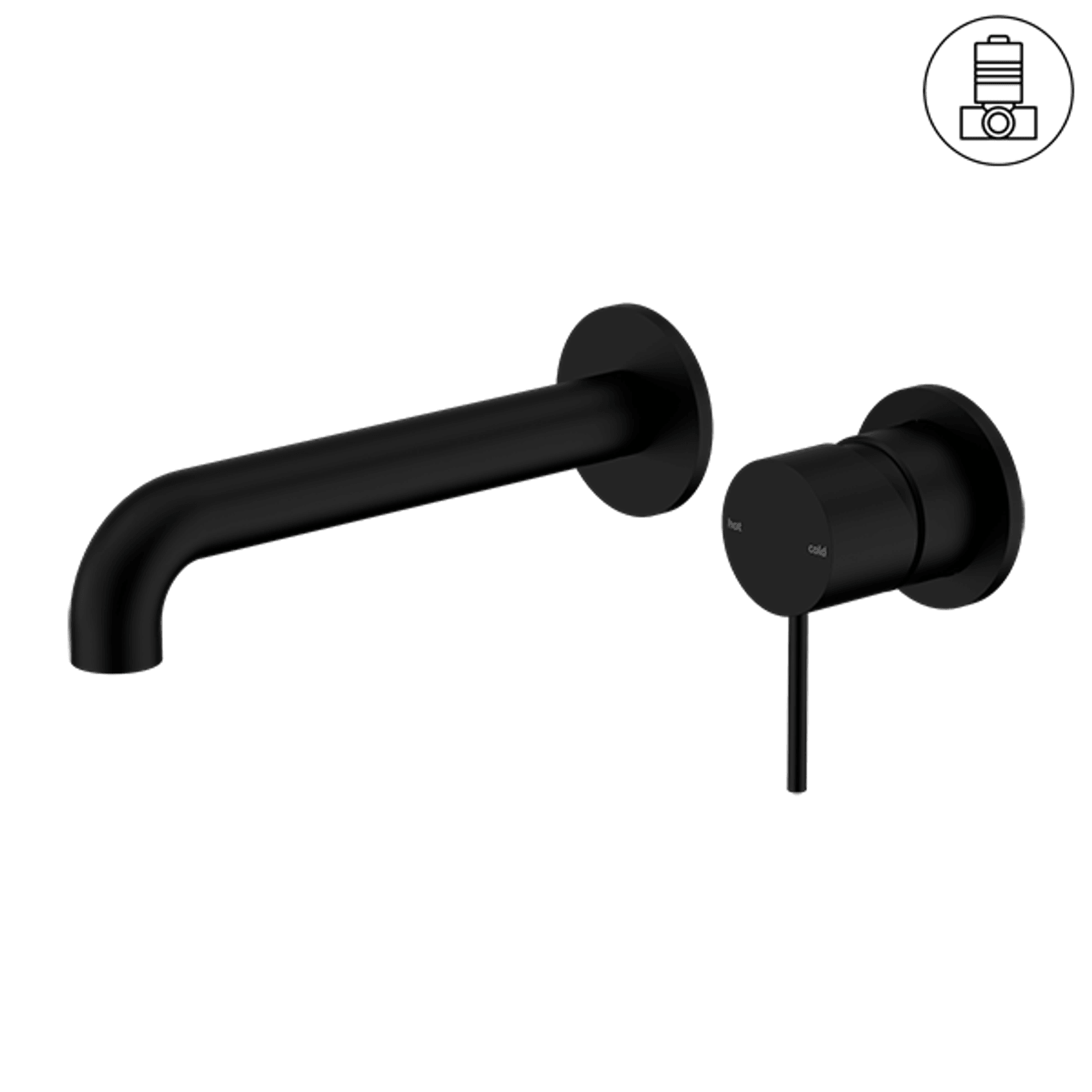 Mecca Wall Basin/Bath Mixer Separate Back Plate 160mm Matte Black gallery detail image
