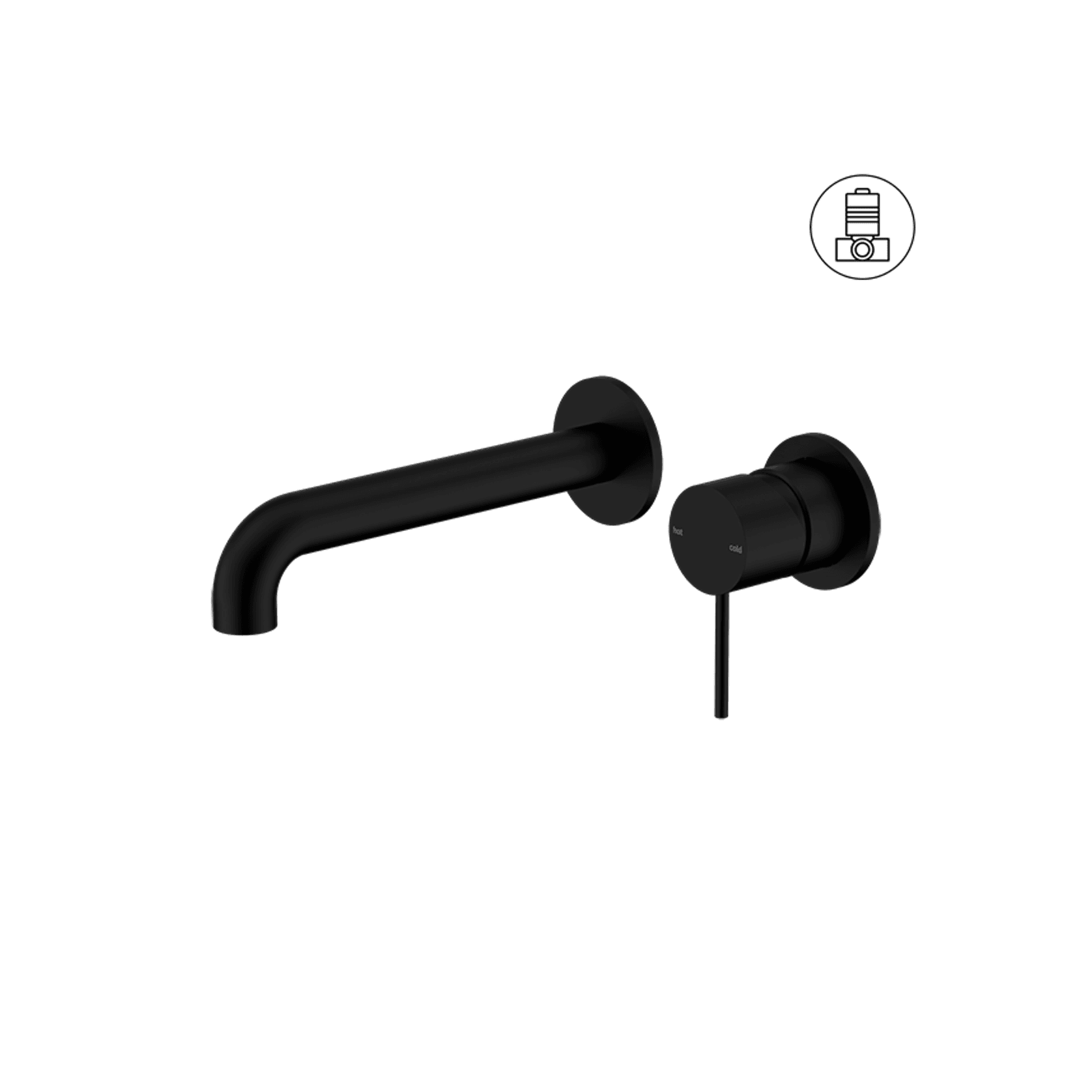 Mecca Wall Basin/Bath Mixer Separate Back Plate 120mm Matte Black gallery detail image