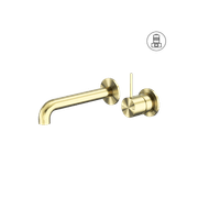 Mecca Wall Basin/Bath Mixer Separate Back Plate Handle Up 260mm Brushed Gold gallery detail image