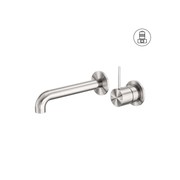 Mecca Wall Basin/Bath Mixer Separate Back Plate Handle Up 120mm Brushed Nickel gallery detail image