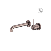 Mecca Wall Basin/Bath Mixer Separate Back Plate Handle Up 185mm Brushed Bronze gallery detail image