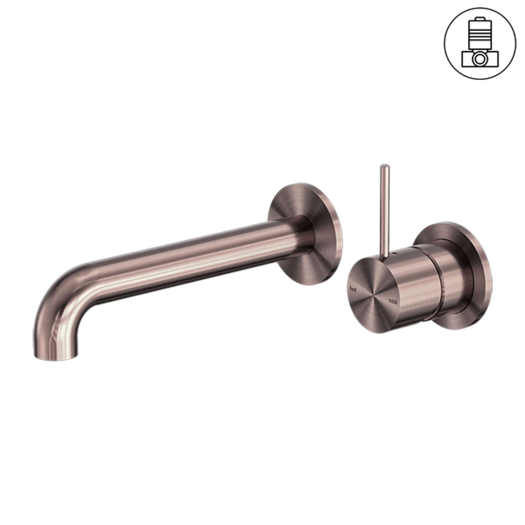Mecca Wall Basin/Bath Mixer Separate Back Plate Handle Up 120mm Brushed Bronze gallery detail image