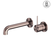 Mecca Wall Basin/Bath Mixer Separate Back Plate Handle Up 120mm Brushed Bronze gallery detail image