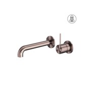 Mecca Wall Basin/Bath Mixer Separate Back Plate Handle Up 120mm Brushed Bronze gallery detail image