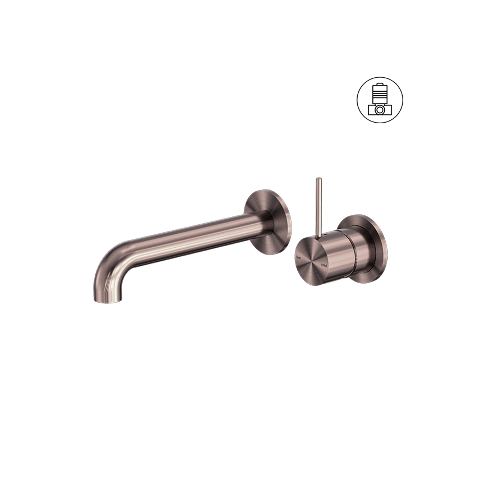 Mecca Wall Basin/Bath Mixer Separate Back Plate Handle Up 260mm Brushed Bronze gallery detail image