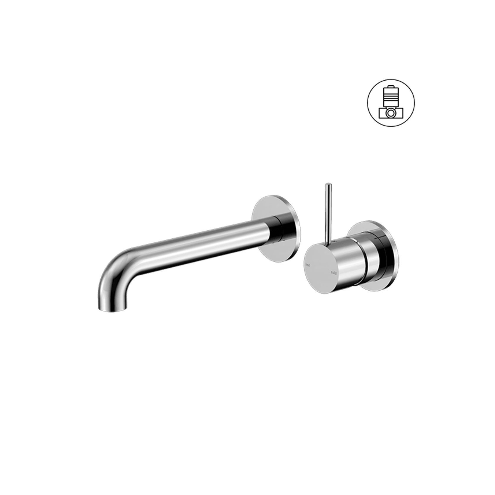 Mecca Wall Basin/Bath Mixer Separate Back Plate Handle Up 160mm Chrome gallery detail image