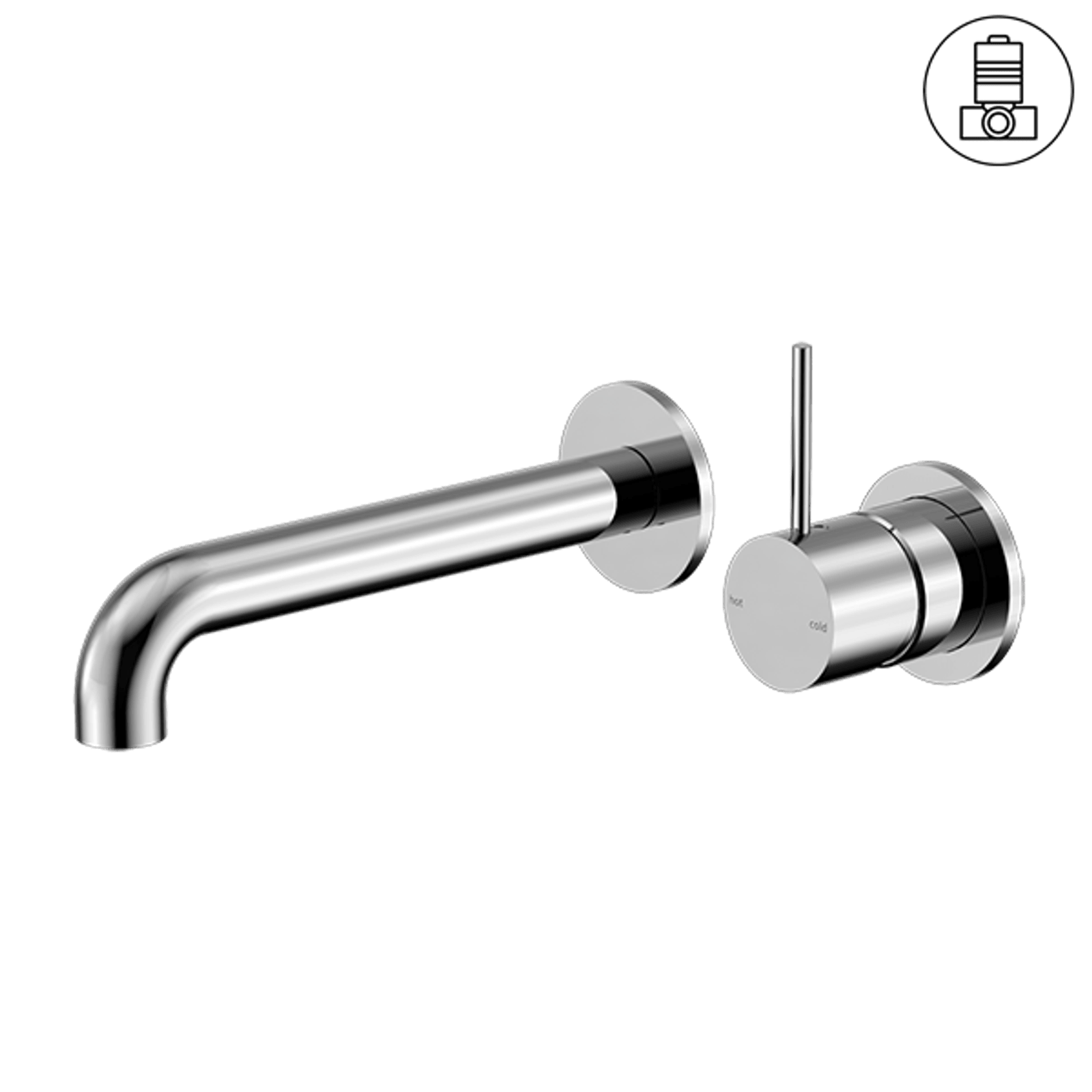 Mecca Wall Basin/Bath Mixer Separate Back Plate Handle Up 230mm Chrome gallery detail image