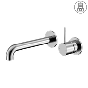 Mecca Wall Basin/Bath Mixer Separate Back Plate Handle Up 230mm Chrome gallery detail image