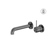 Mecca Wall Basin/Bath Mixer Separate Back Plate Handle Up 260mm Gun Metal gallery detail image