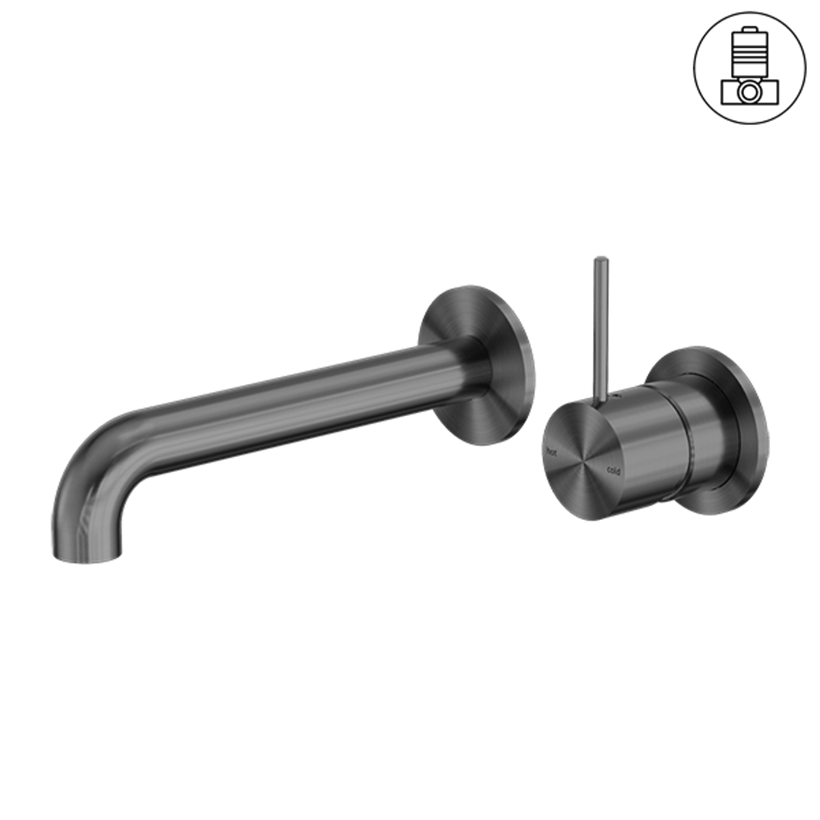 Mecca Wall Basin/Bath Mixer Separate Back Plate Handle Up 160mm Gun Metal gallery detail image
