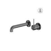Mecca Wall Basin/Bath Mixer Separate Back Plate Handle Up 160mm Gun Metal gallery detail image