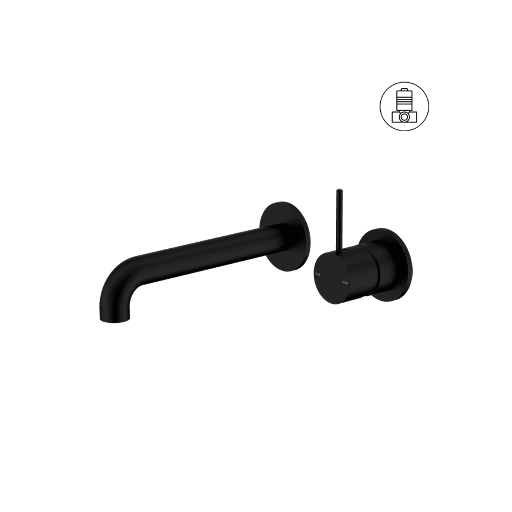 Mecca Wall Basin/Bath Mixer Separate Back Plate Handle Up 120mm Matte Black gallery detail image