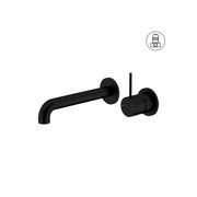 Mecca Wall Basin/Bath Mixer Separate Back Plate Handle Up 160mm Matte Black gallery detail image