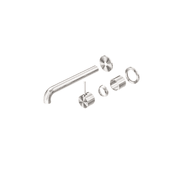 Mecca Wall Basin/Bath Mixer Separate Back Plate Handle Up 185mm Trim Kits Only Brushed Nickel gallery detail image
