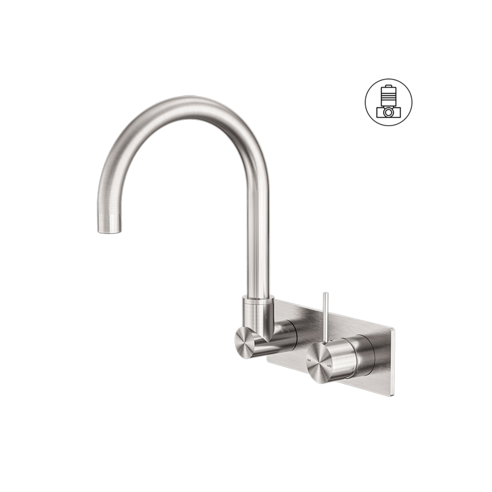 Mecca Wall Basin/Bath Mixer Swivel Spout Handle Up Brushed Nickel gallery detail image