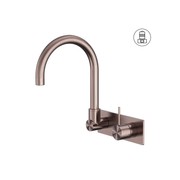 Mecca Wall Basin/Bath Mixer Swivel Spout Handle Up Brushed Bronze gallery detail image