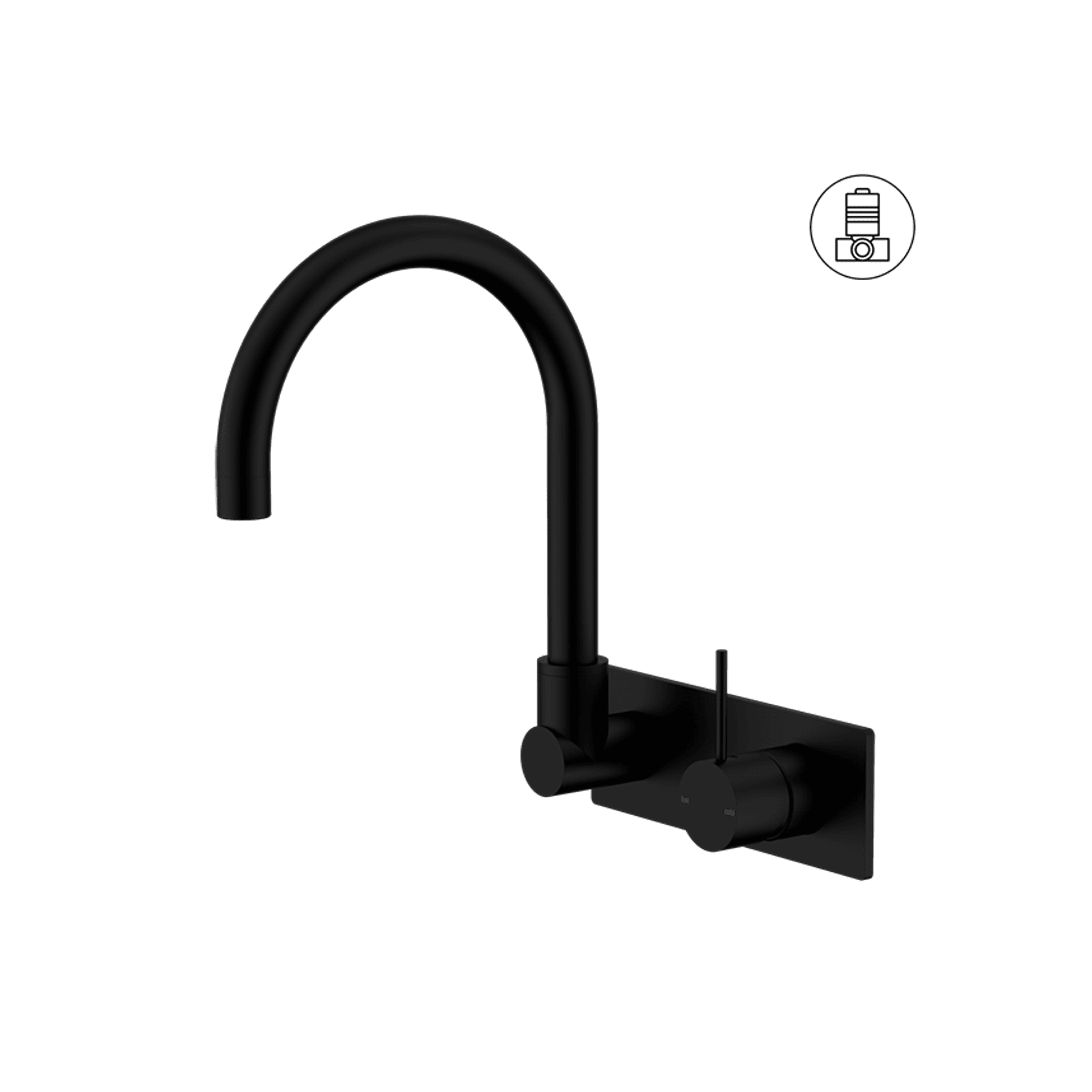 Mecca Wall Basin/Bath Mixer Swivel Spout Handle Up Matte Black gallery detail image