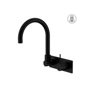 Mecca Wall Basin/Bath Mixer Swivel Spout Handle Up Matte Black gallery detail image
