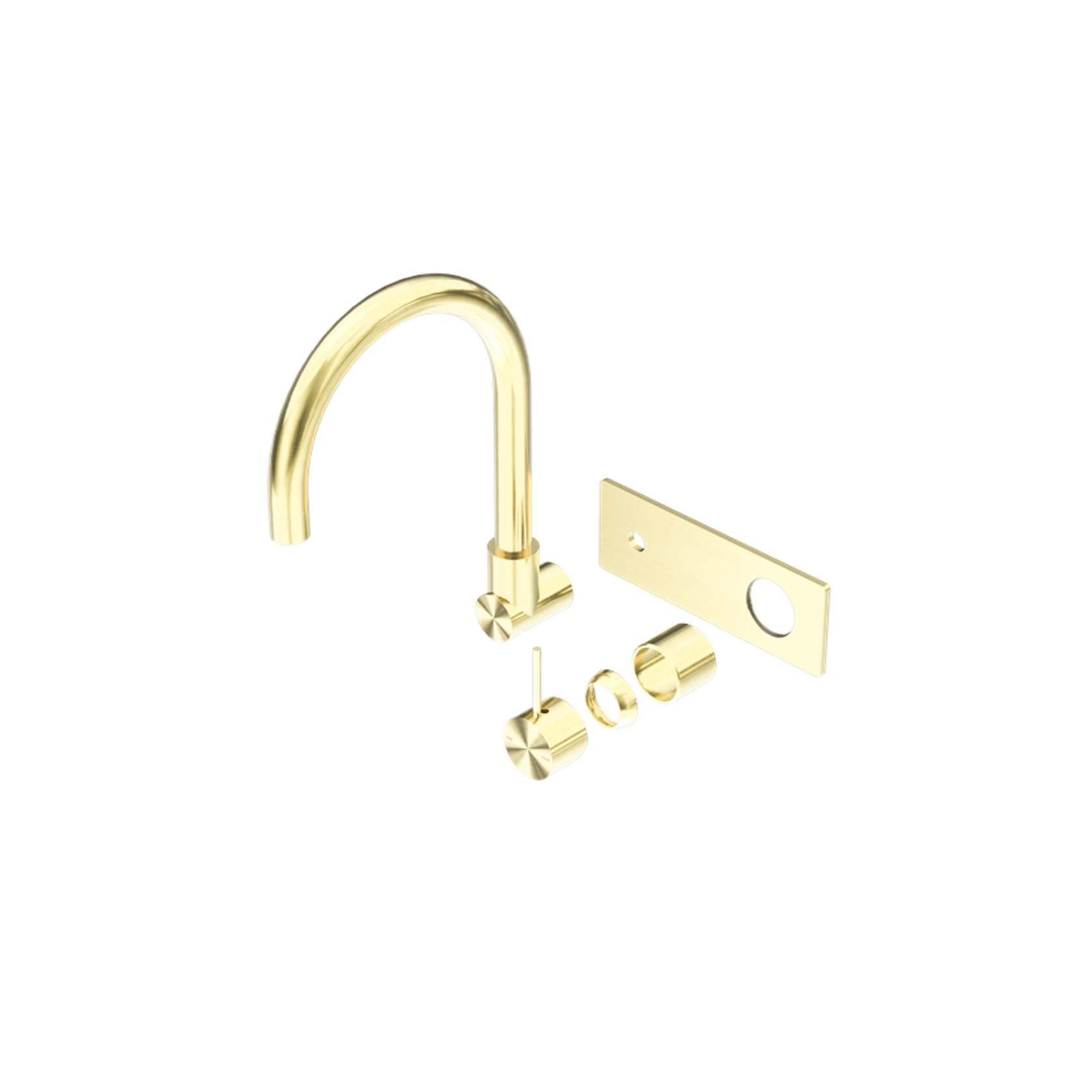 Mecca Wall Basin/Bath Mixer Swivel Spout Handle Up Trim Kits Only Brushed Gold gallery detail image