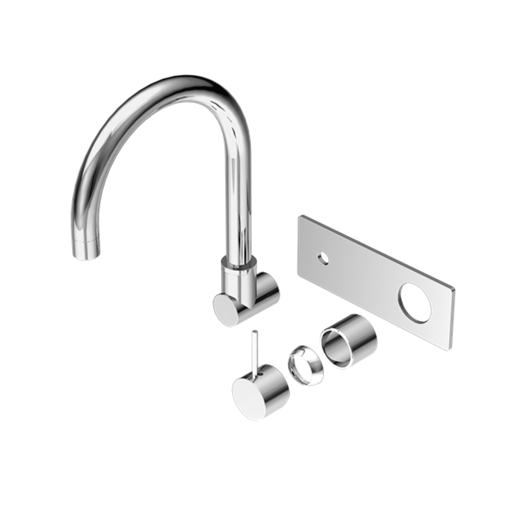 Mecca Wall Basin/Bath Mixer Swivel Spout Handle Up Trim Kits Only Chrome gallery detail image