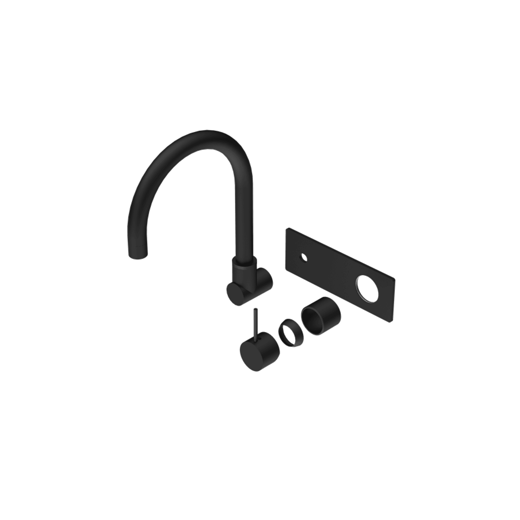 Mecca Wall Basin/Bath Mixer Swivel Spout Handle Up Trim Kits Only Matte Black gallery detail image