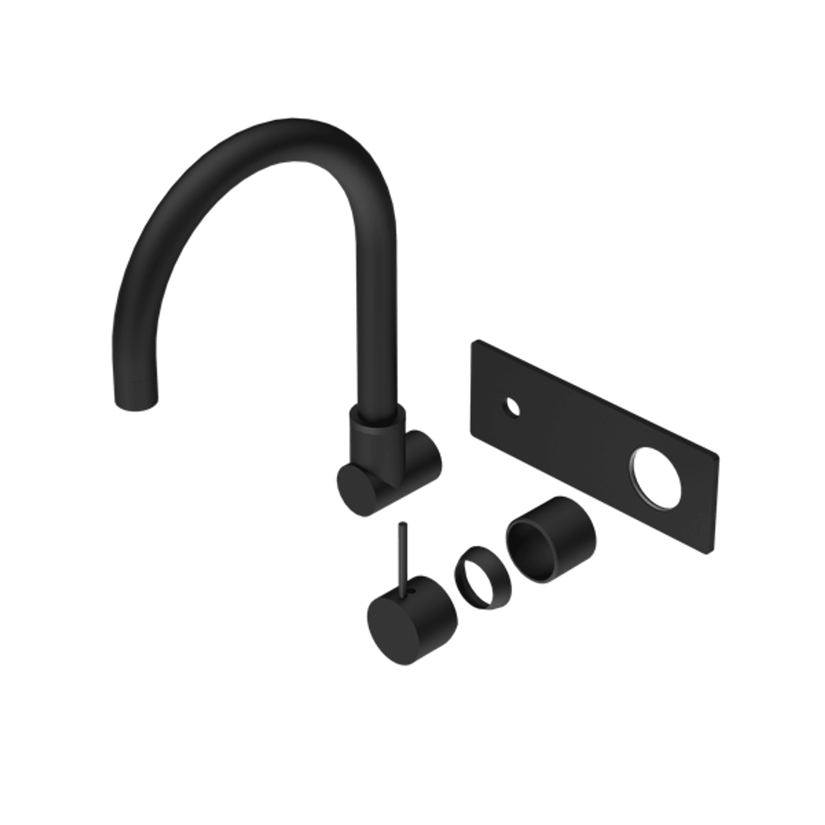 Mecca Wall Basin/Bath Mixer Swivel Spout Handle Up Trim Kits Only Matte Black gallery detail image