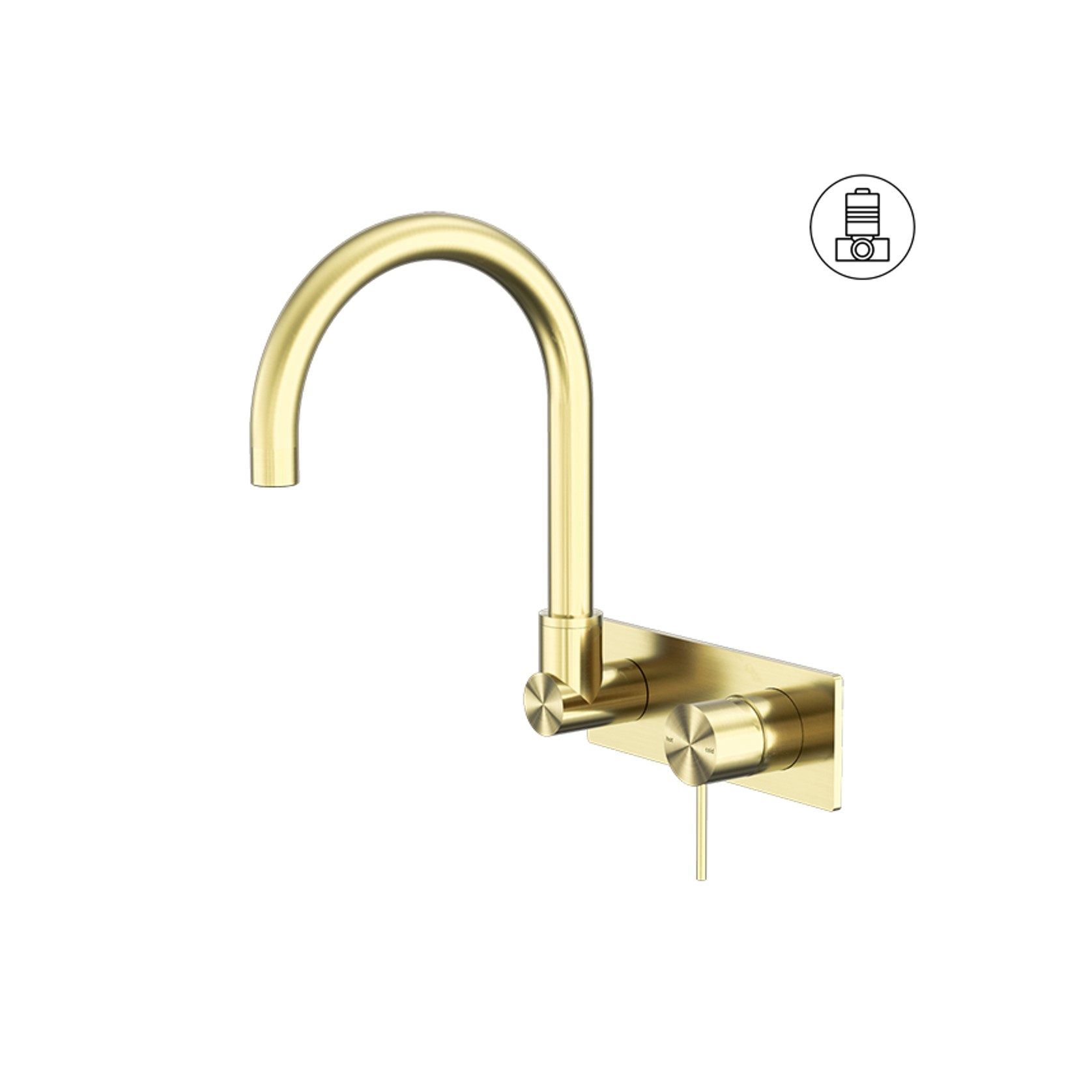Mecca Wall Basin/Bath Mixer Swivel Spout Brushed Gold gallery detail image
