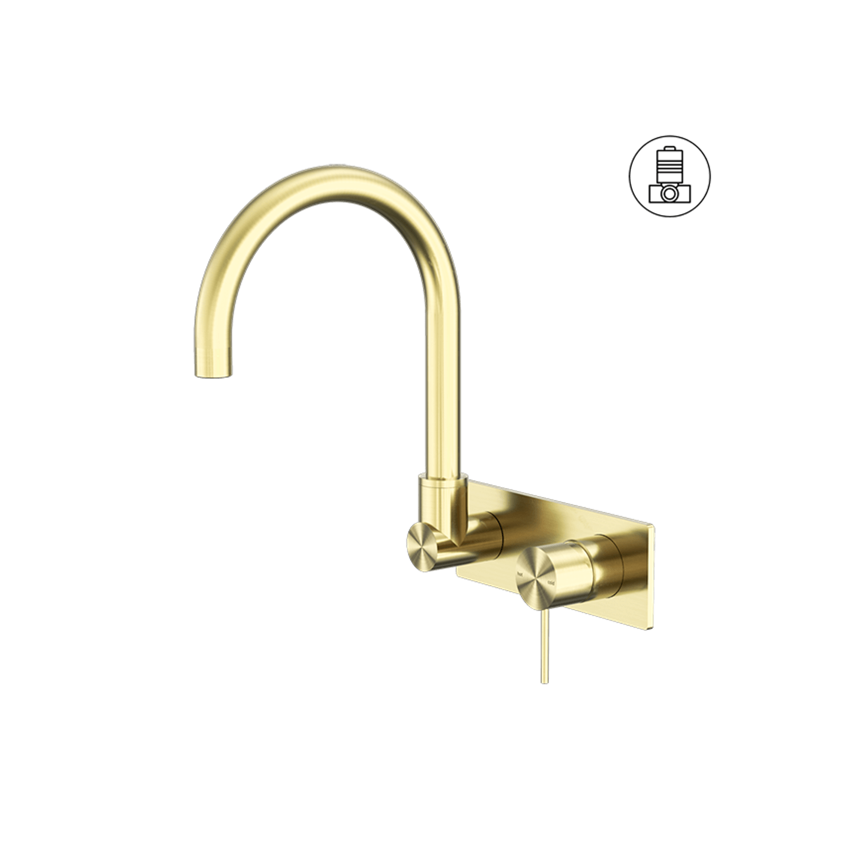 Mecca Wall Basin/Bath Mixer Swivel Spout Brushed Gold gallery detail image