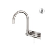 Mecca Wall Basin/Bath Mixer Swivel Spout Brushed Nickel gallery detail image