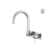 Mecca Wall Basin/Bath Mixer Swivel Spout Brushed Nickel gallery detail image