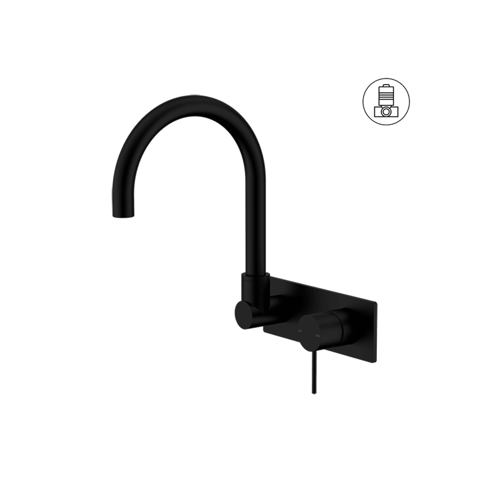 Mecca Wall Basin/Bath Mixer Swivel Spout Matte Black gallery detail image