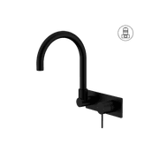 Mecca Wall Basin/Bath Mixer Swivel Spout Matte Black gallery detail image