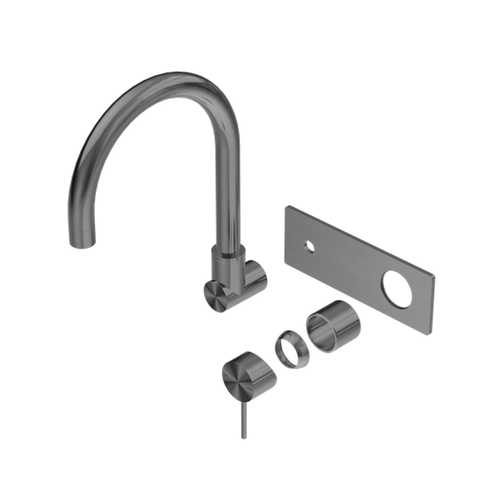 Mecca Wall Basin/Bath Mixer Swivel Spout Trim Kits Only Gun Metal gallery detail image