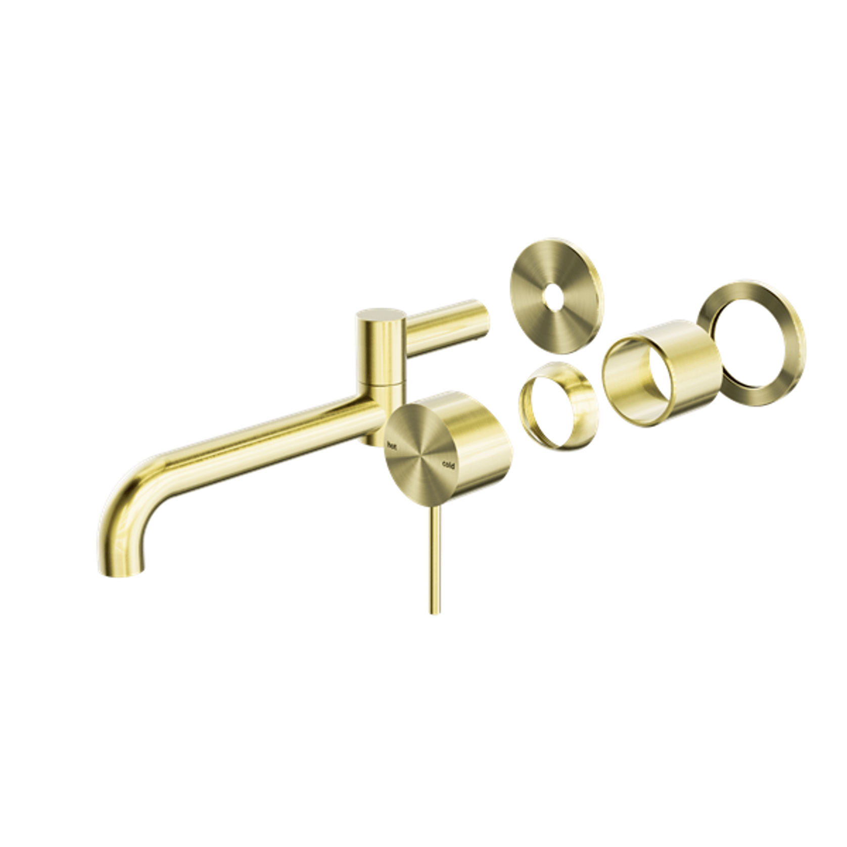Mecca Wall Basin/Bath Mixer Swivel Spout 225mm Trim Kits Only Brushed Gold gallery detail image