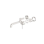 Mecca Wall Basin/Bath Mixer Swivel Spout 225mm Trim Kits Only Brushed Nickel gallery detail image