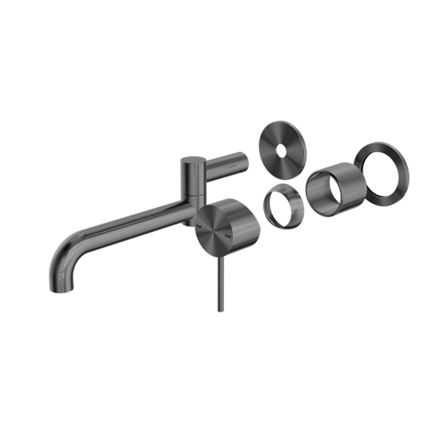 Mecca Wall Basin/Bath Mixer Swivel Spout 225mm Trim Kits Only Gun Metal gallery detail image