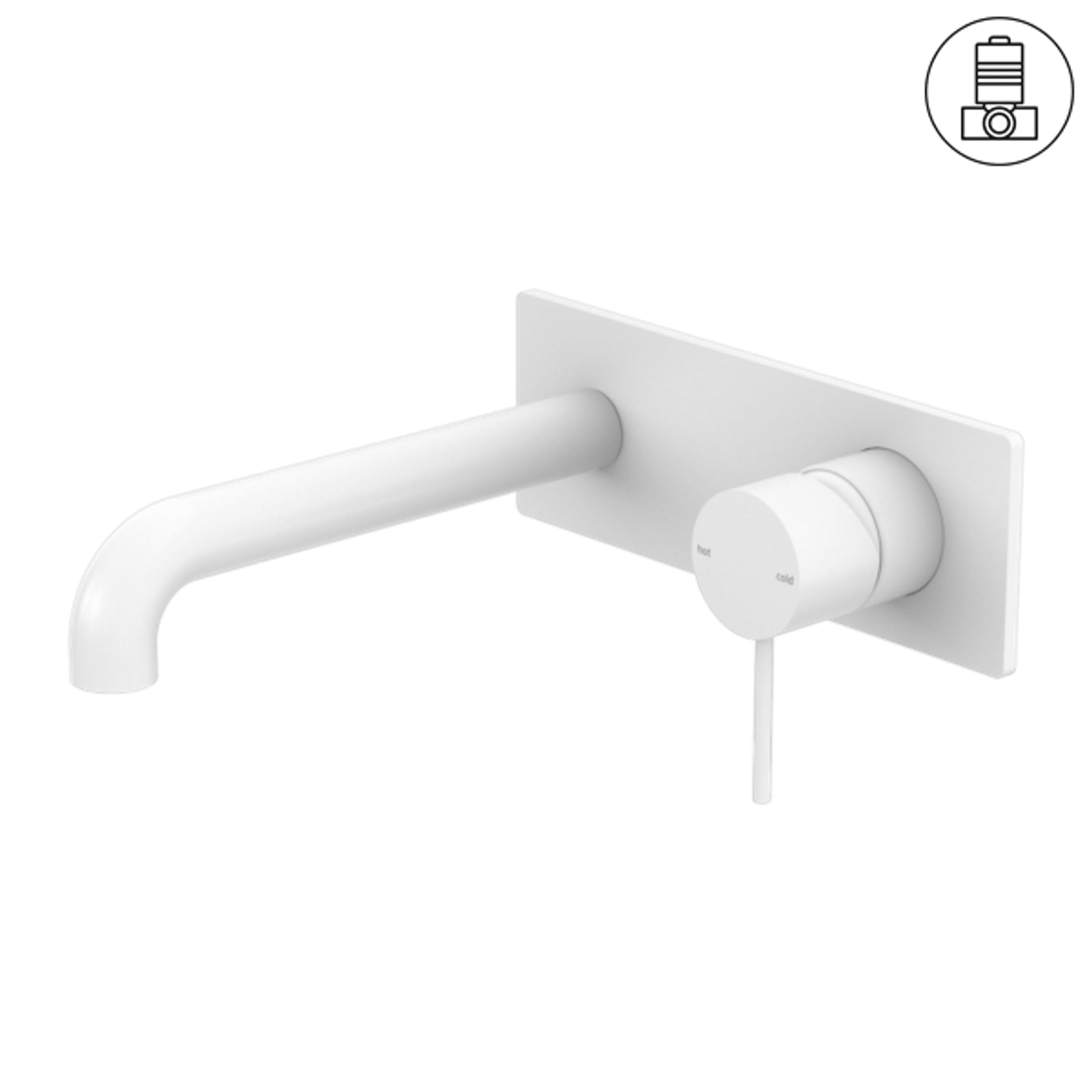 Mecca Wall Basin/Bath Mixer 185mm Matte White gallery detail image