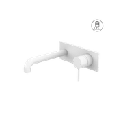 Mecca Wall Basin/Bath Mixer 185mm Matte White gallery detail image