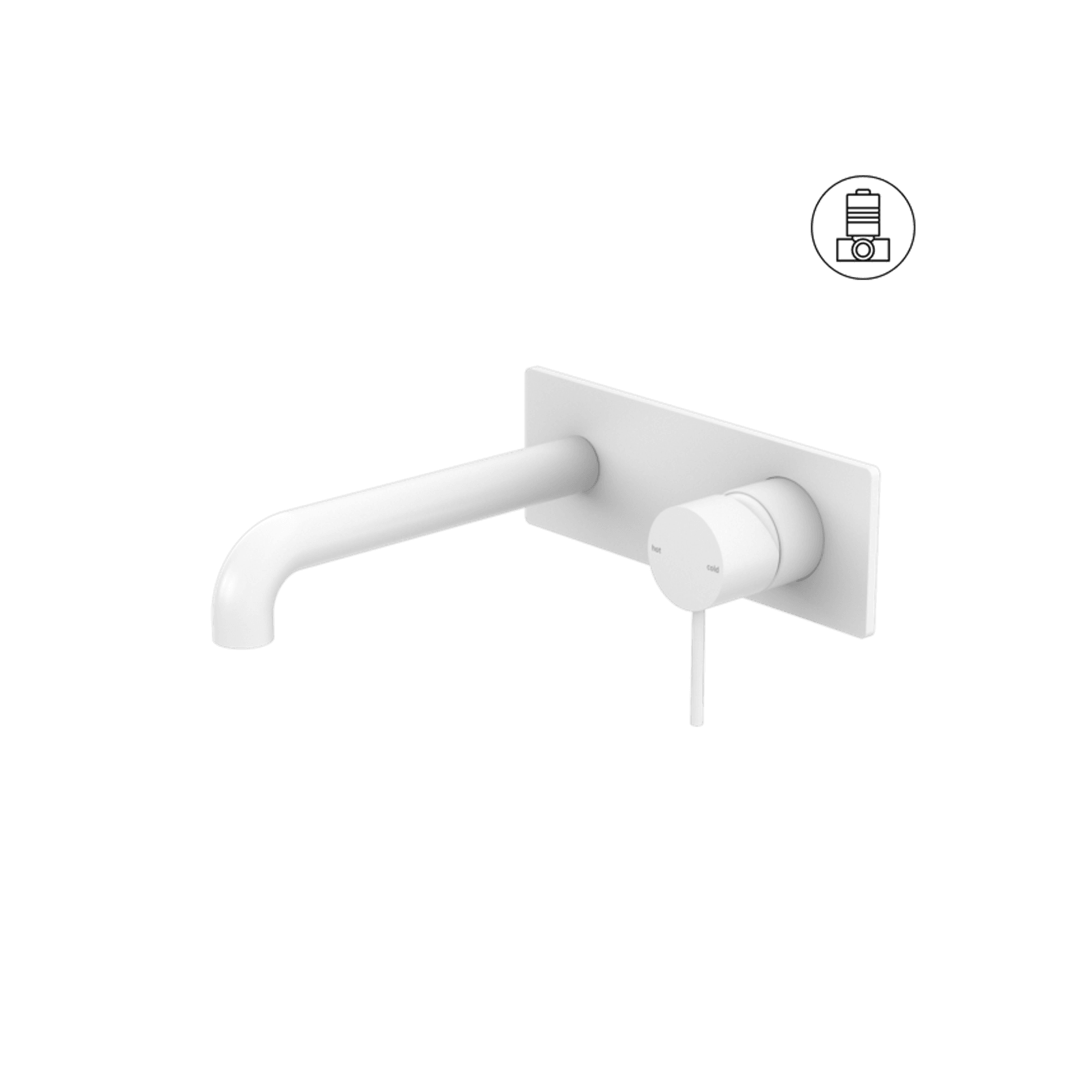 Mecca Wall Basin/Bath Mixer 230mm Matte White gallery detail image