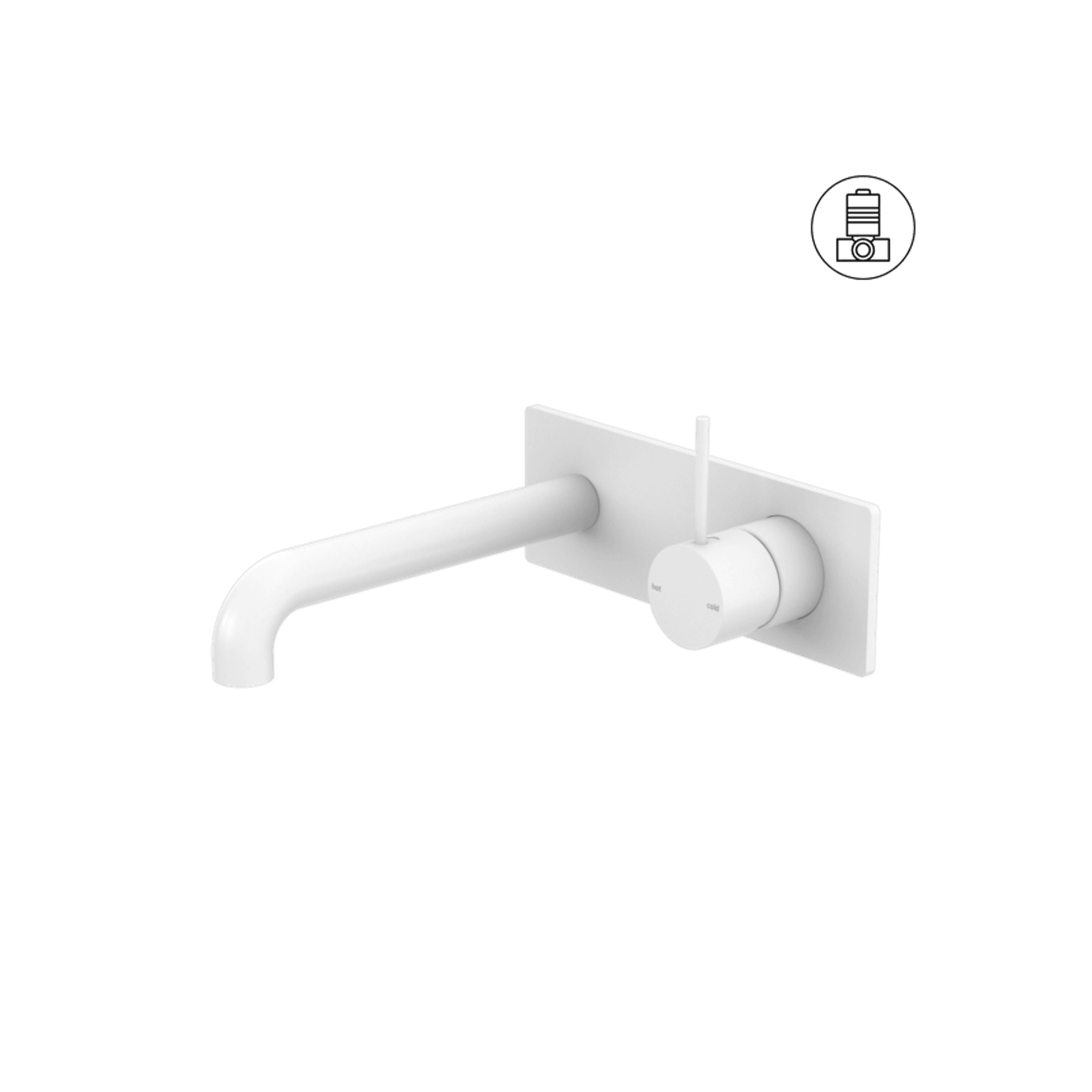 Mecca Wall Basin/Bath Mixer Handle Up 230mm Matte White gallery detail image