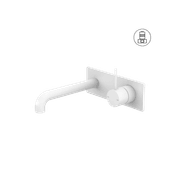 Mecca Wall Basin/Bath Mixer Handle Up 160mm Matte White gallery detail image