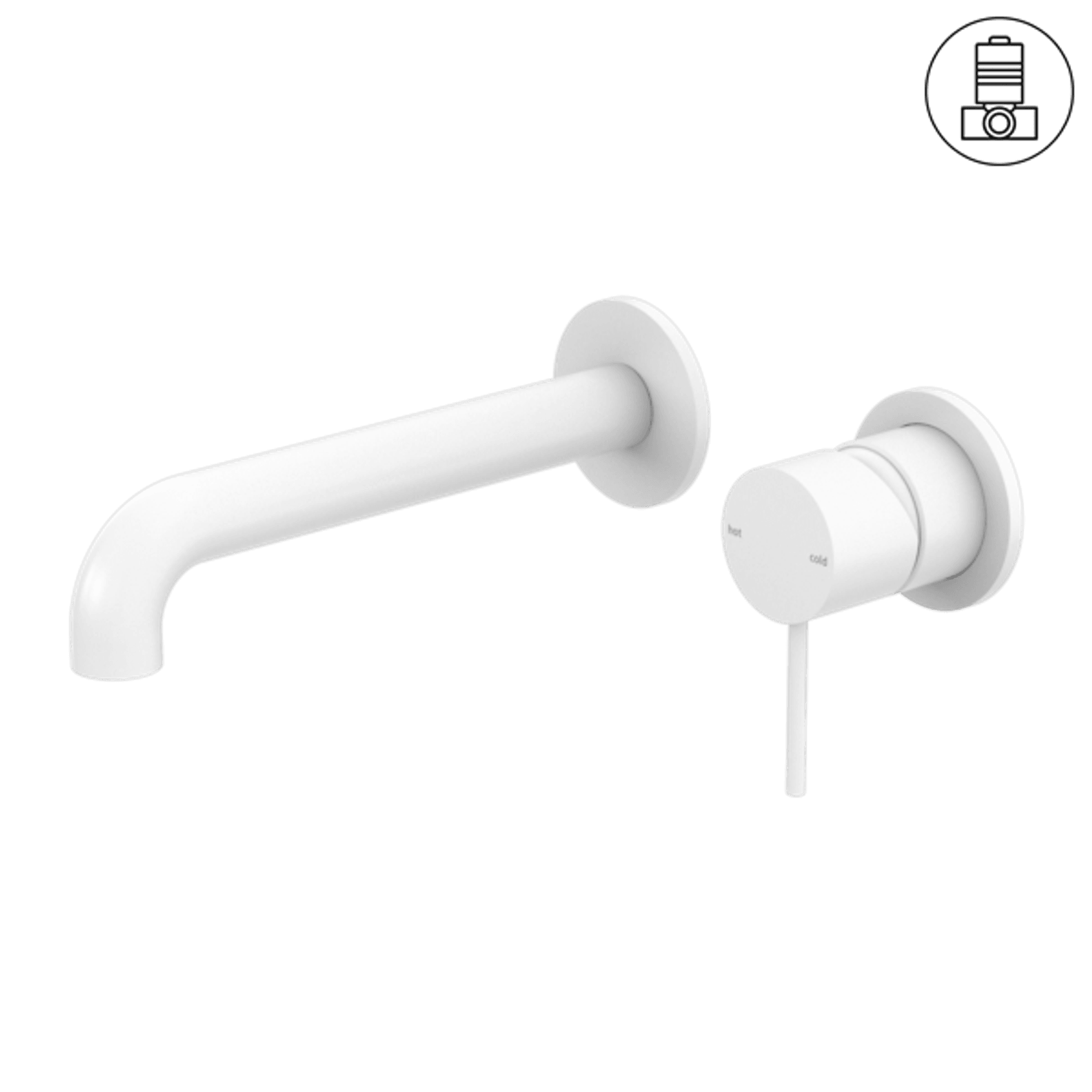 Mecca Wall Basin/Bath Mixer Separate Back Plate 185mm Matte White gallery detail image