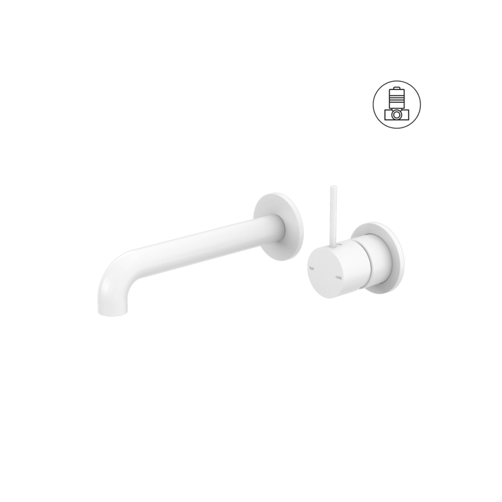 Mecca Wall Basin/Bath Mixer Separate Back Plate Handle Up 160mm Matte White gallery detail image