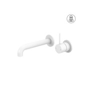 Mecca Wall Basin/Bath Mixer Separate Back Plate Handle Up 160mm Matte White gallery detail image