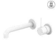 Mecca Wall Basin/Bath Mixer Separate Back Plate Handle Up 185mm Matte White gallery detail image