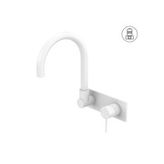 Mecca Wall Basin/Bath Mixer Swivel Spout Matte White gallery detail image