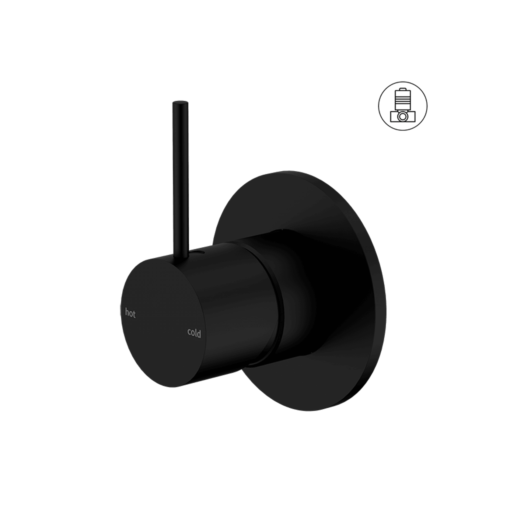 Mecca Shower Mixer Handle Up 80mm Plate Matte Black gallery detail image