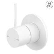 Mecca Shower Mixer Handle Up 80mm Plate Matte White gallery detail image