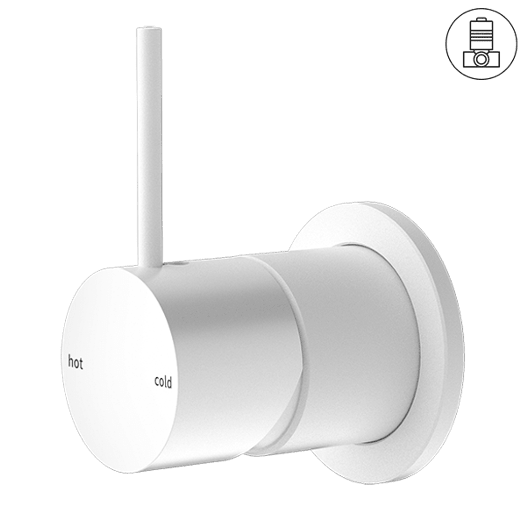 Mecca Shower Mixer 60mm Handle Up Plate Matte White gallery detail image