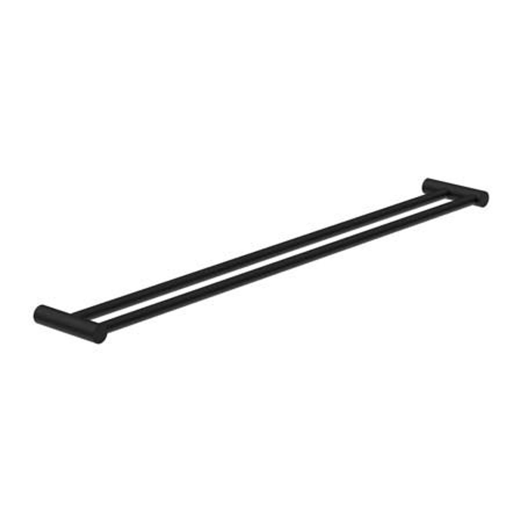 New Mecca Double Towel Rail 800mm Matte Black gallery detail image